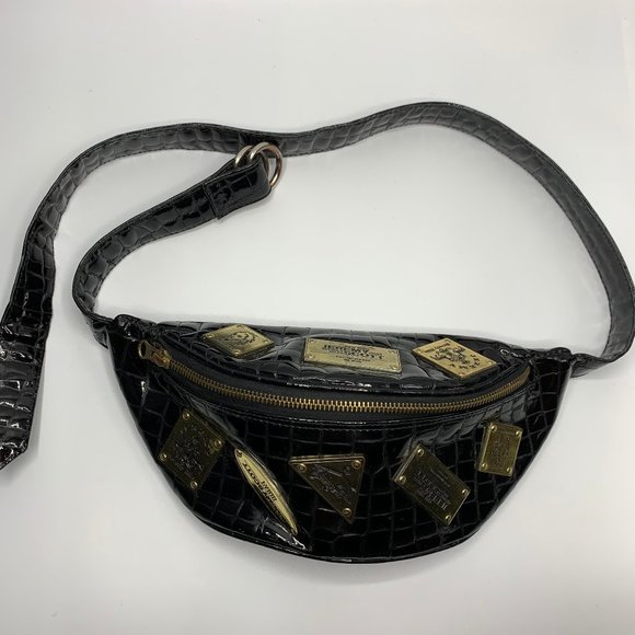 Jeremy Scott Handbags - Jeremy Scott runway fanny pack bum bag black croc